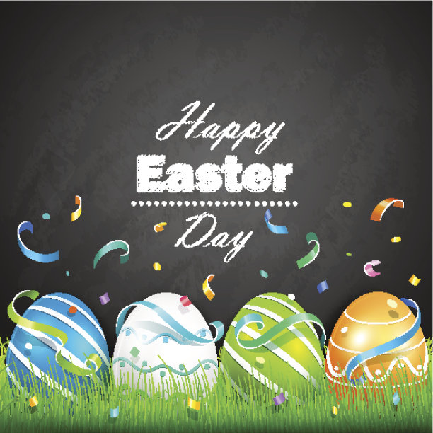 复活节彩蛋和五彩纸屑图片下载