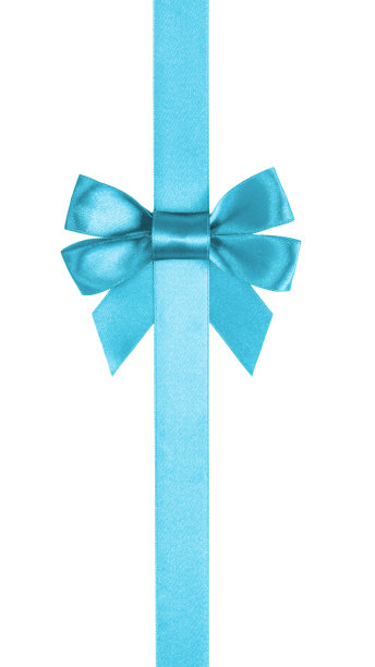 天蓝色丝带蝴蝶结垂直边框图片下载