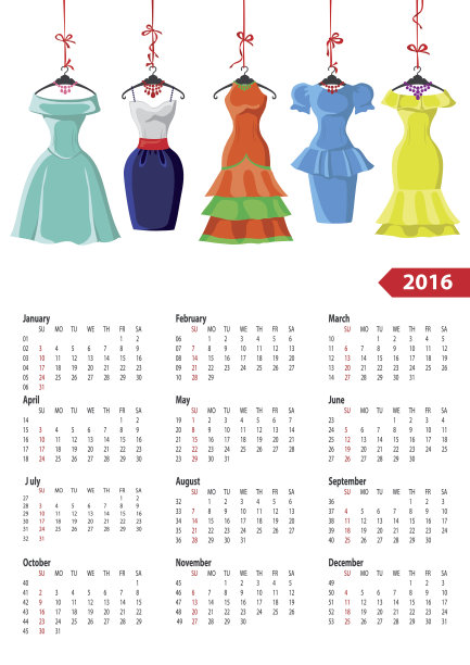 日历2016年。女夏装图片下载