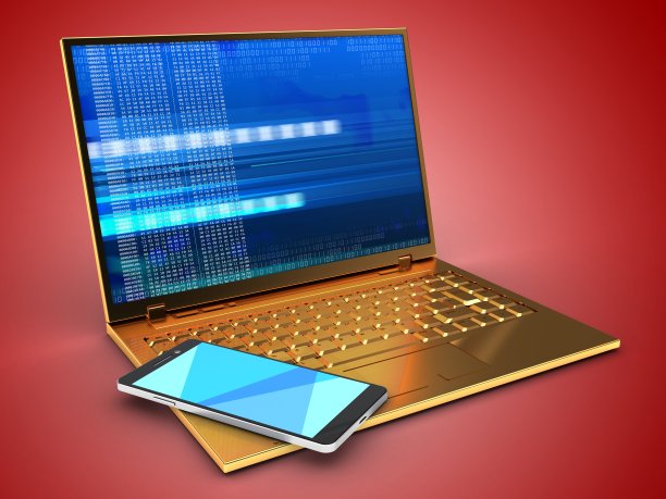 3d黄金电脑和智能手机图片下载