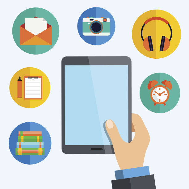 手持平板与图标图片下载