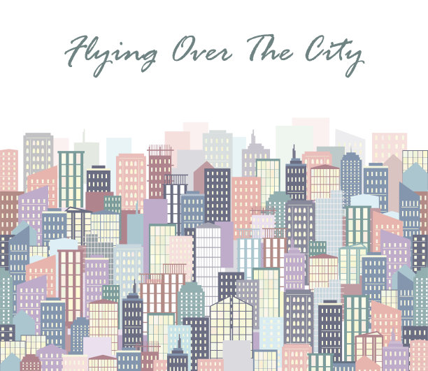 城市景观矢量插图。城市的天际线。背景与建筑在平坦的风格。图片下载