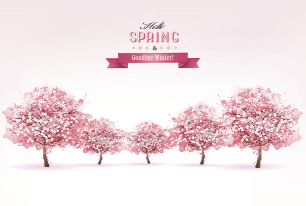 春光明媚，绿树成荫。向量。图片下载