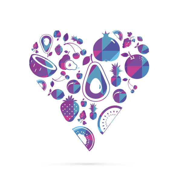 向量五彩果心。图片下载