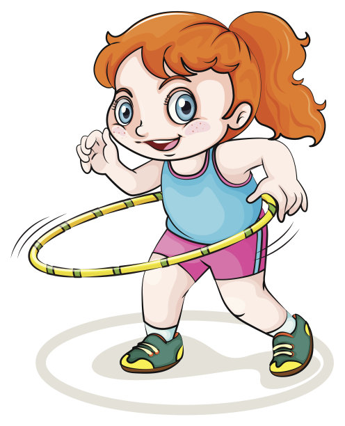 一个白人小女孩在玩呼啦圈图片下载