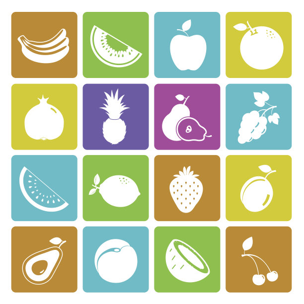彩色水果图标套装图片下载