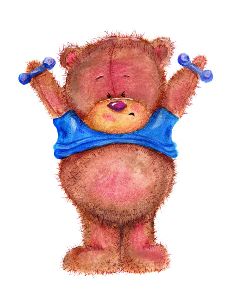 带哑铃的泰迪熊图片下载