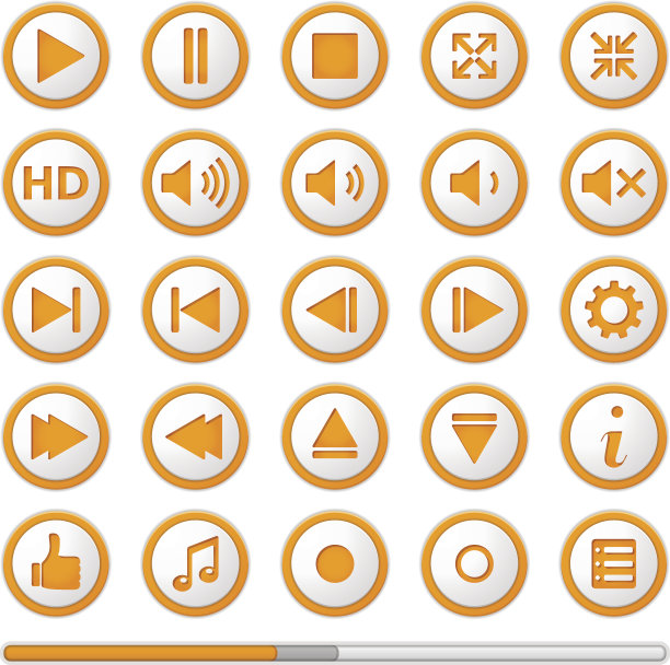 橙色媒体播放器按钮图片下载