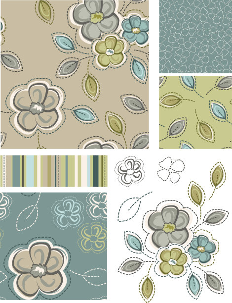 春季灵感无缝花卉图案和图标。图片下载