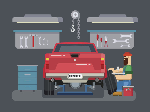 机械师在车库修理汽车图片下载