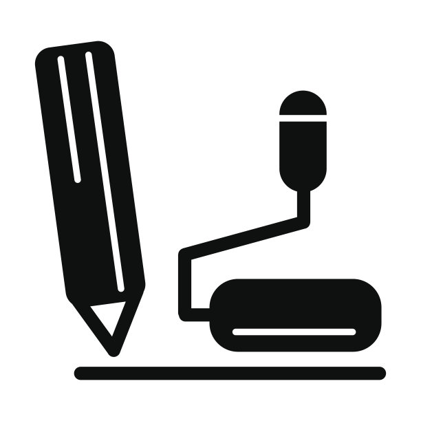 表麦克风和钢笔矢量图标。黑白麦克风插图。固体线性图标。图片下载