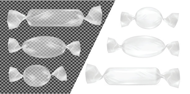 透明箔食品零食包装的糖果和其他产品素材图片