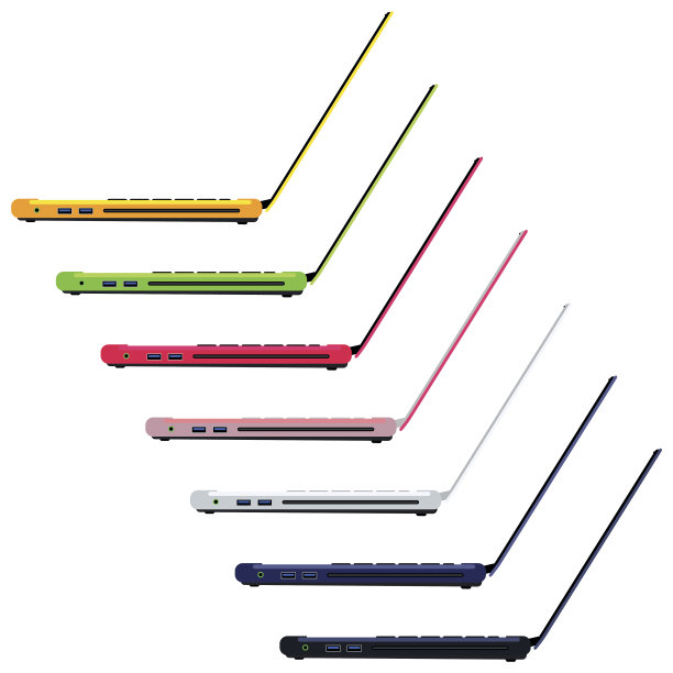 一套7个笔记本，颜色为橙色，绿色，红色，粉色，白色，图片下载