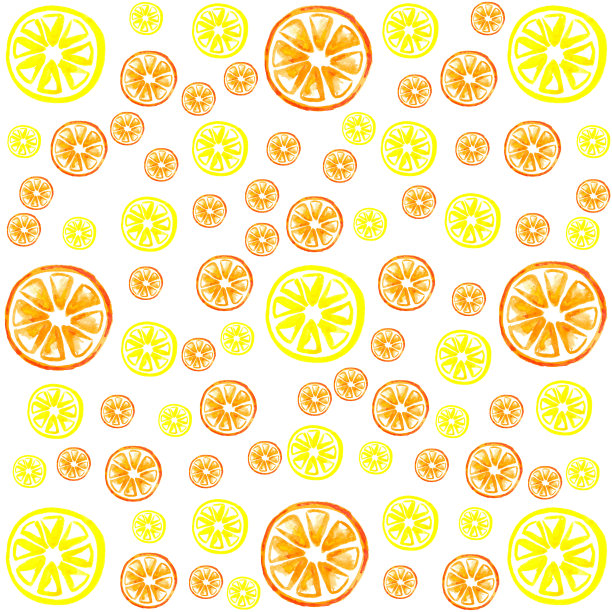 柠檬和橙子水彩图案图片下载