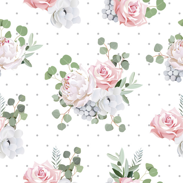 精致的花束和桉树叶图片下载