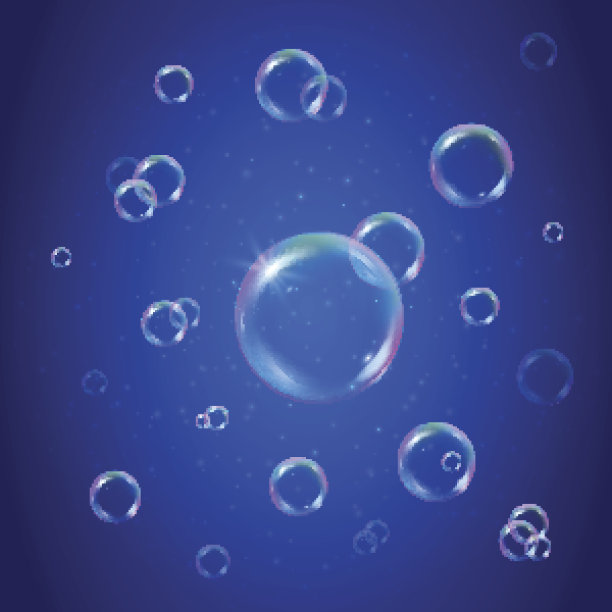 蓝色闪亮背景上的洗发水泡沫图片下载