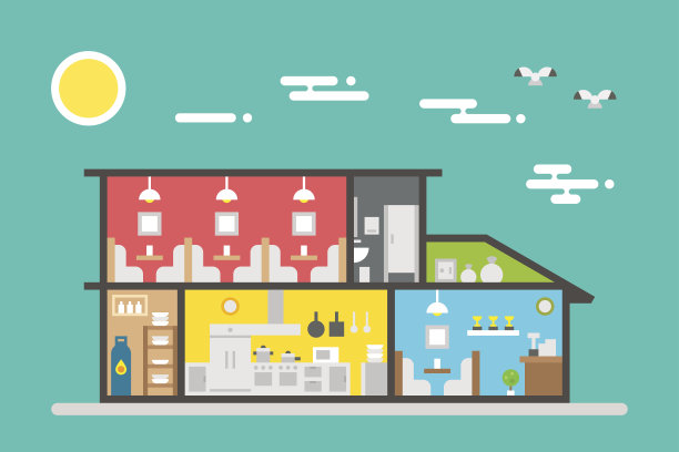 餐厅内部平面设计素材图片