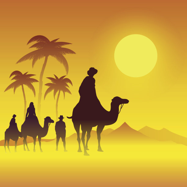 沙漠中的骆驼素材图片