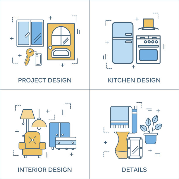 细线平面设计的施工工具图片下载