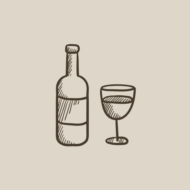葡萄酒瓶素描图标图片下载