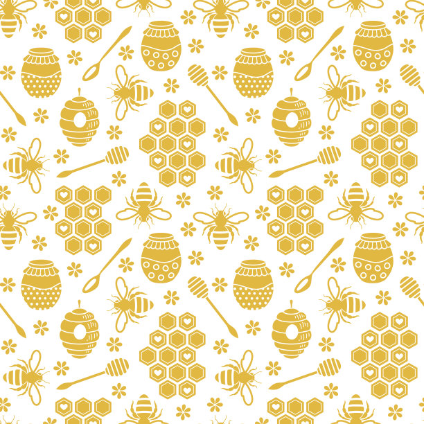 无缝图案与蜜蜂和蜂蜜图片下载