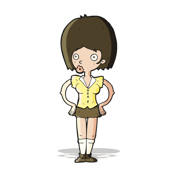 卡通女人的手放在臀部图片下载