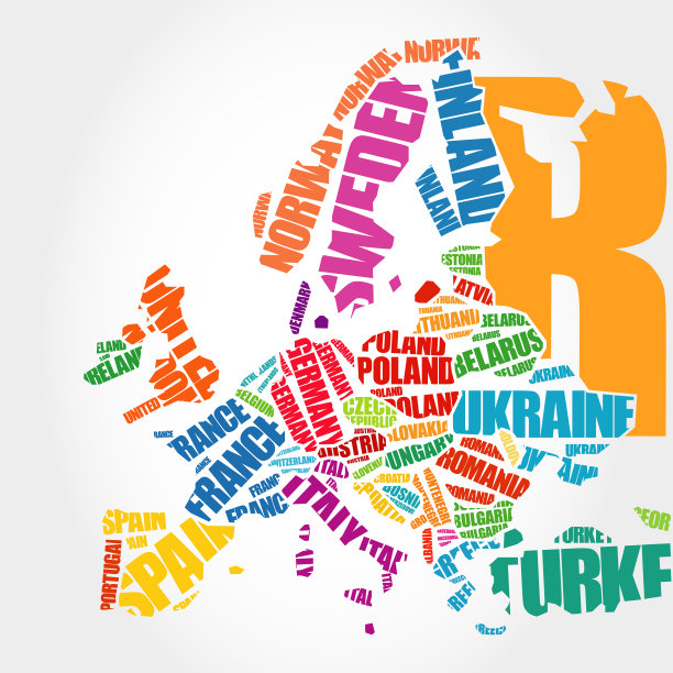 字体设计中的欧洲地图图片下载