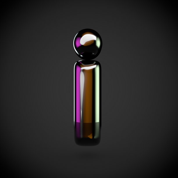 光滑的黑色字母I小写带有彩色反射图片下载