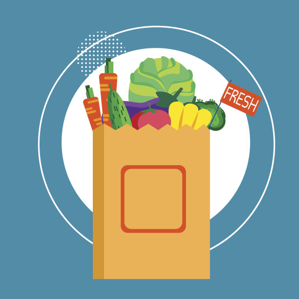 购物袋与新鲜蔬菜食品图片下载