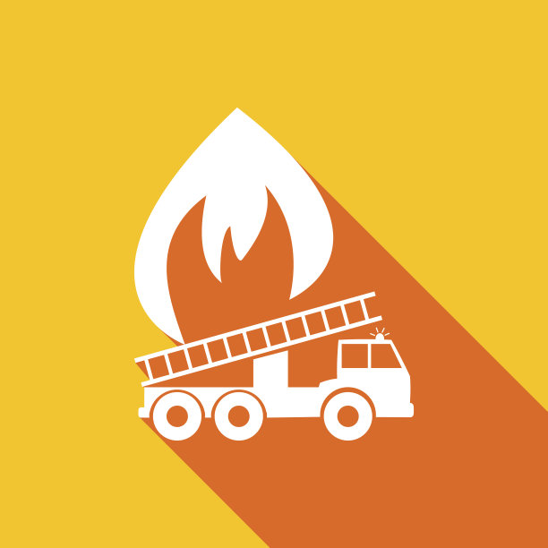 图标消防车有着长长的影子图片下载