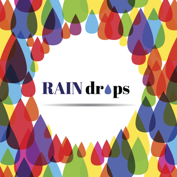 白色背景上五颜六色的水滴图片下载