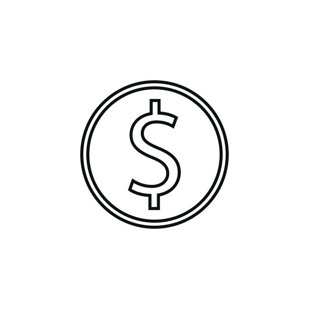 美元硬币线条图标，金融与商业图片下载