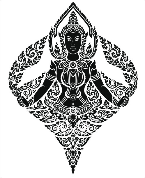 泰国艺术女性天使，矢量图案图片下载