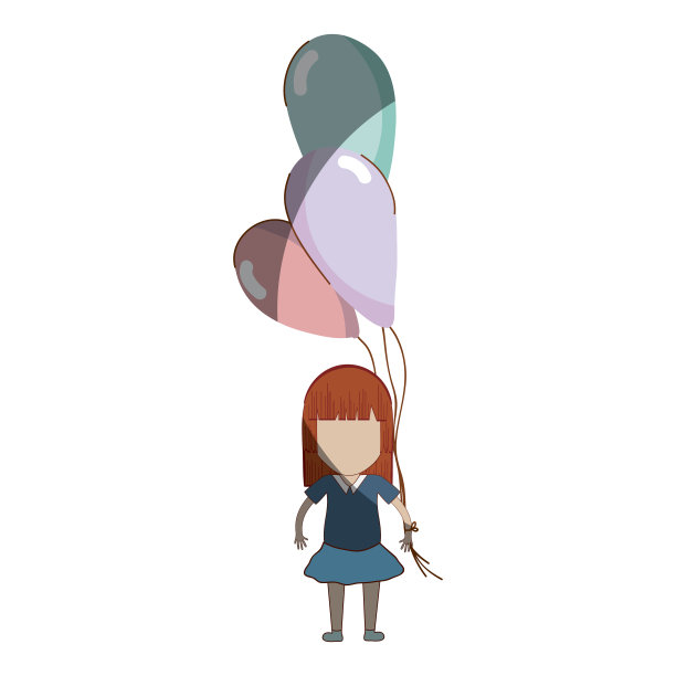 手里拿着气球的可爱女孩图片下载