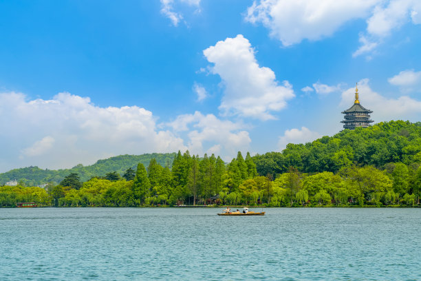 美丽的杭州西湖风光素材图片