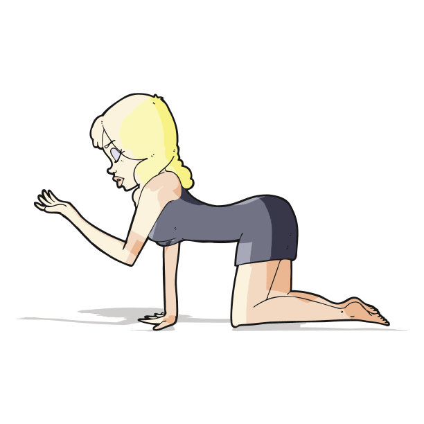 卡通女人四肢着地图片下载