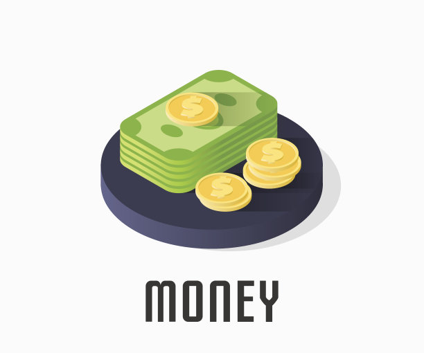 金钱图标，矢量符号等距风格孤立在白色背景。图片下载