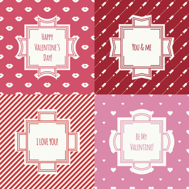 套上嘴唇，用心形亲吻无缝图案。情人节。图片下载