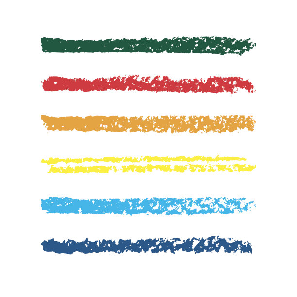 一套彩色铅笔条。一组矢量彩色笔刷图片下载