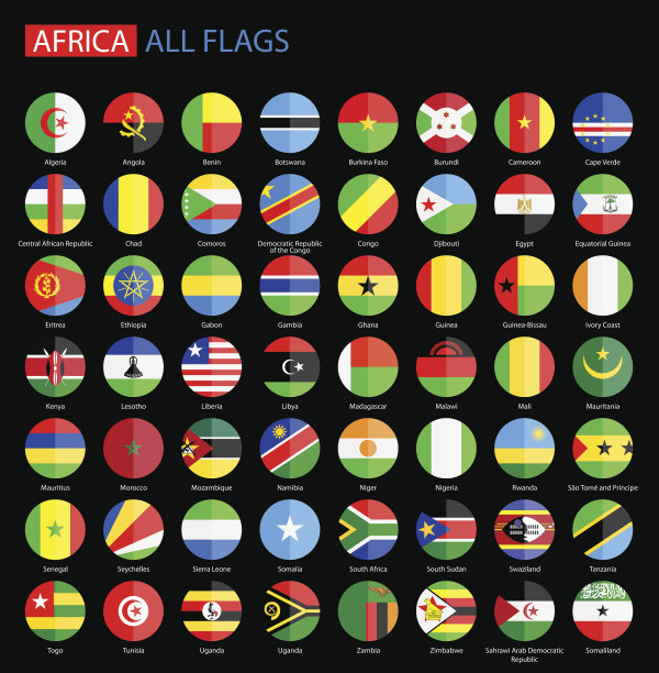 非洲圆形旗帜黑色背景-全矢量收集图片下载