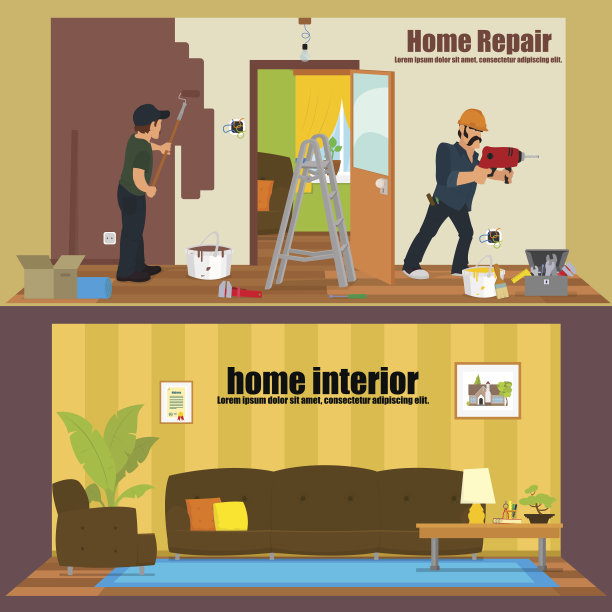 水平横幅:家庭内部和修理在家图片下载