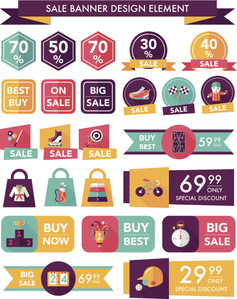 运动销售旗帜设计平面背景设置，eps10图片下载