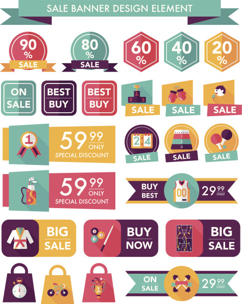 运动销售旗帜设计平面背景设置，eps10图片下载