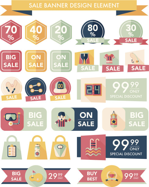 运动销售旗帜设计平面背景设置，eps10图片下载