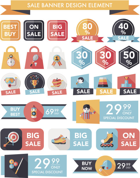 运动销售旗帜设计平面背景设置，eps10图片下载