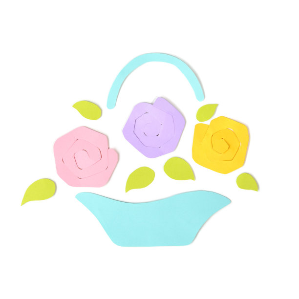 花篮里的玫瑰被剪成白色的背景图片下载