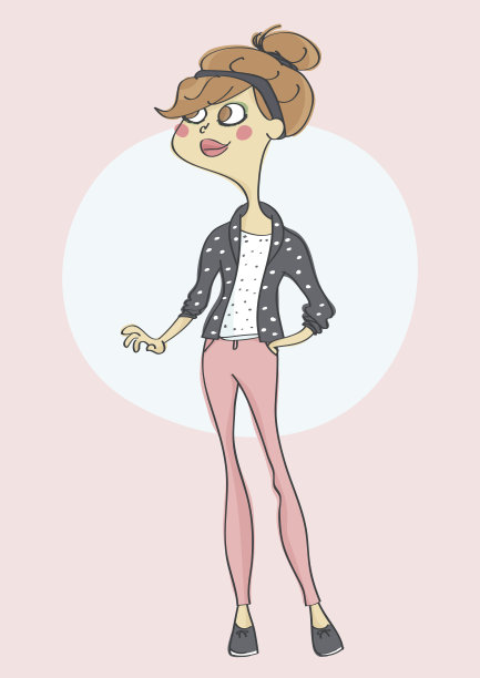 梳着发髻的可爱时尚女孩图片下载