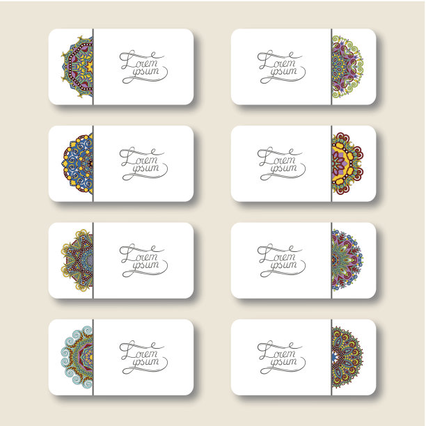 收藏观赏性花卉名片，东方图案图片下载