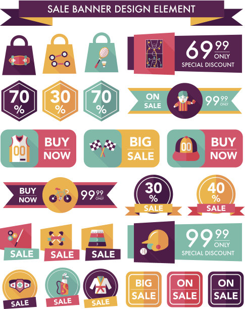 运动销售旗帜设计平面背景设置，eps10图片下载