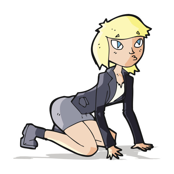 卡通女人的手和膝盖图片下载